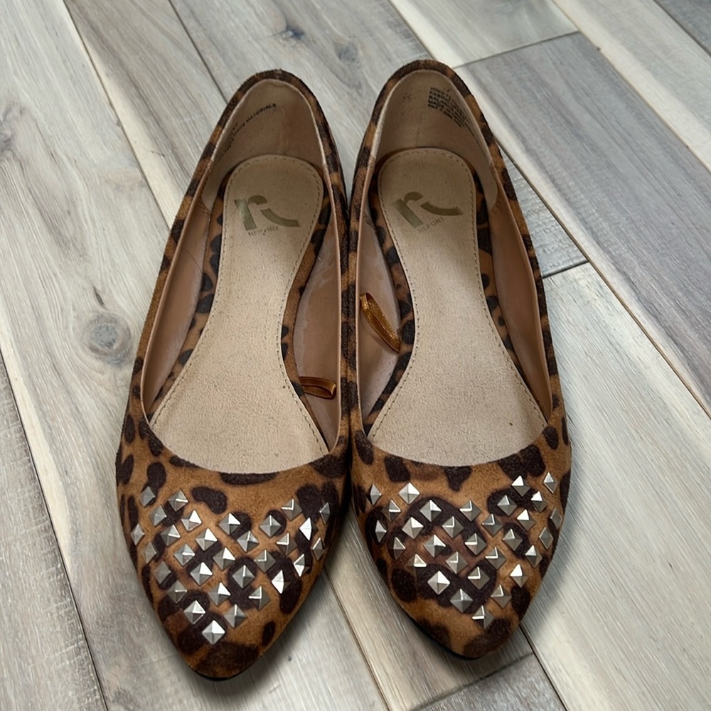 Leopard flats with studs